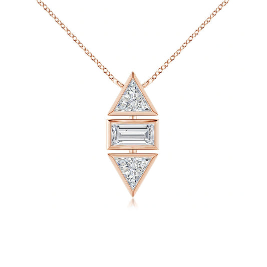 Front view of Puro Geometric Bezel Pendant with rose gold chain.