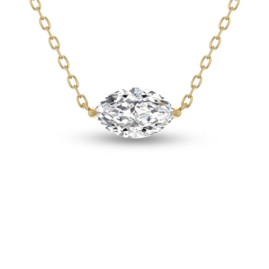 Front view of Puro Marquise Diamond Pendant with yellow gold chain.